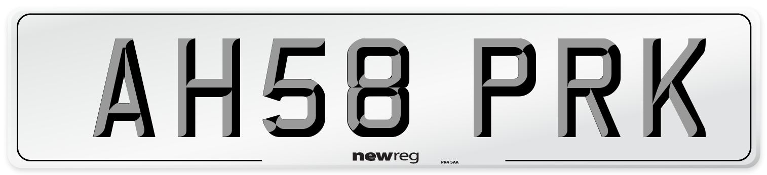 AH58 PRK Number Plate from New Reg